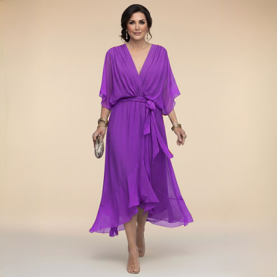 Violet | Chiffon Dress with V-Neck