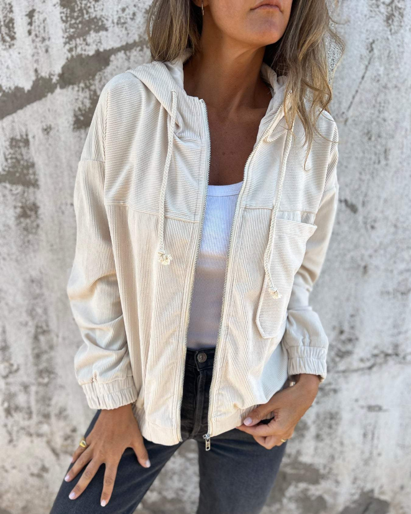 Martina™ | Cord Hooded Jacket with Zipper