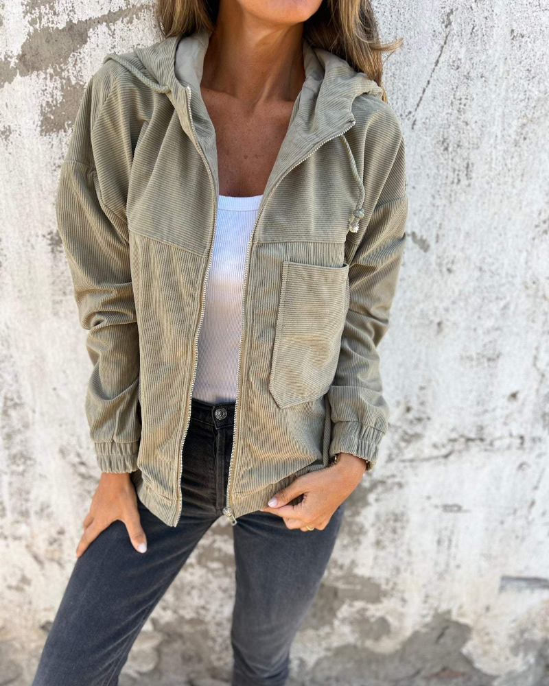 Martina™ | Cord Hooded Jacket with Zipper