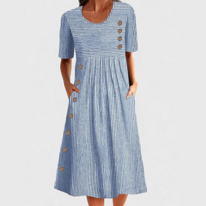 Elise™ - Comfortable Striped Midi Dress