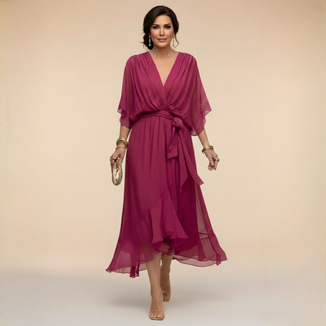 Violet | Chiffon Dress with V-Neck