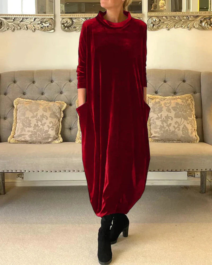 Helen | Elegant Velvet Winter Dress with Pockets
