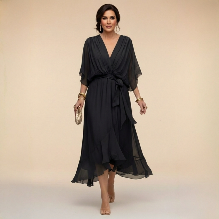 Violet | Chiffon Dress with V-Neck