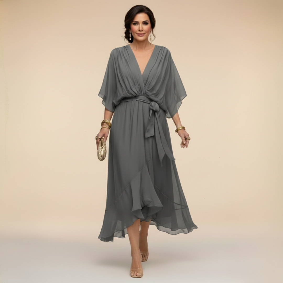 Violet | Chiffon Dress with V-Neck