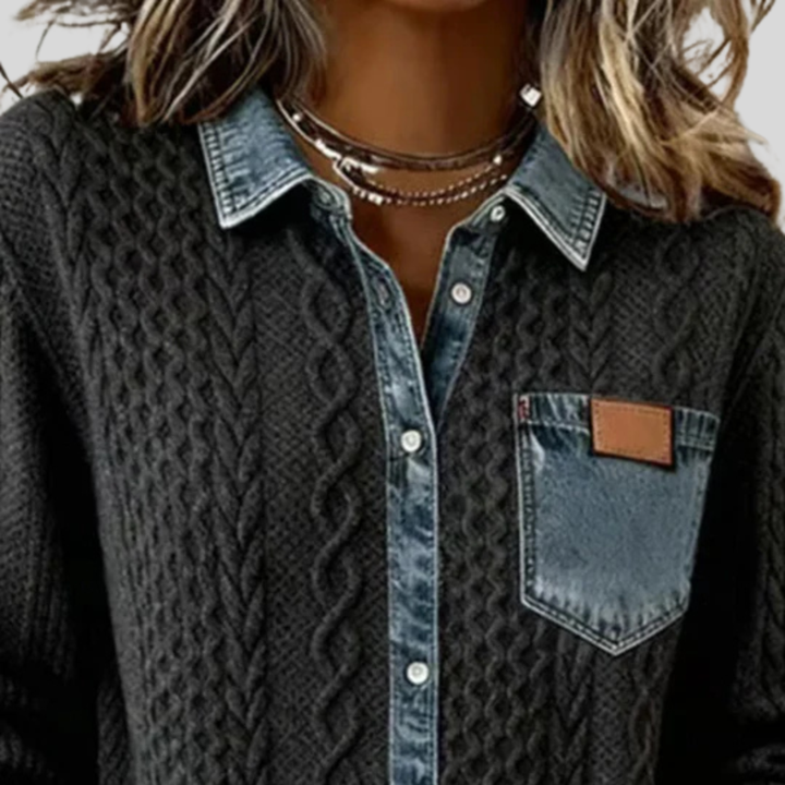 Simone™ | Denim Patches Shirt