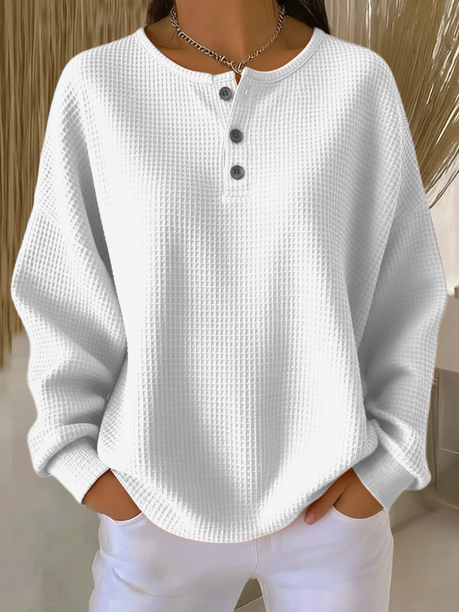 Isabella | Cozy Waffle Knit Henley