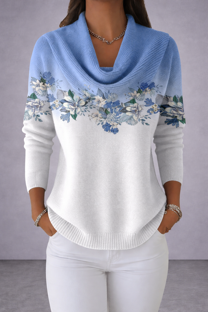 Elowen | Floral sweater with a soft neckline
