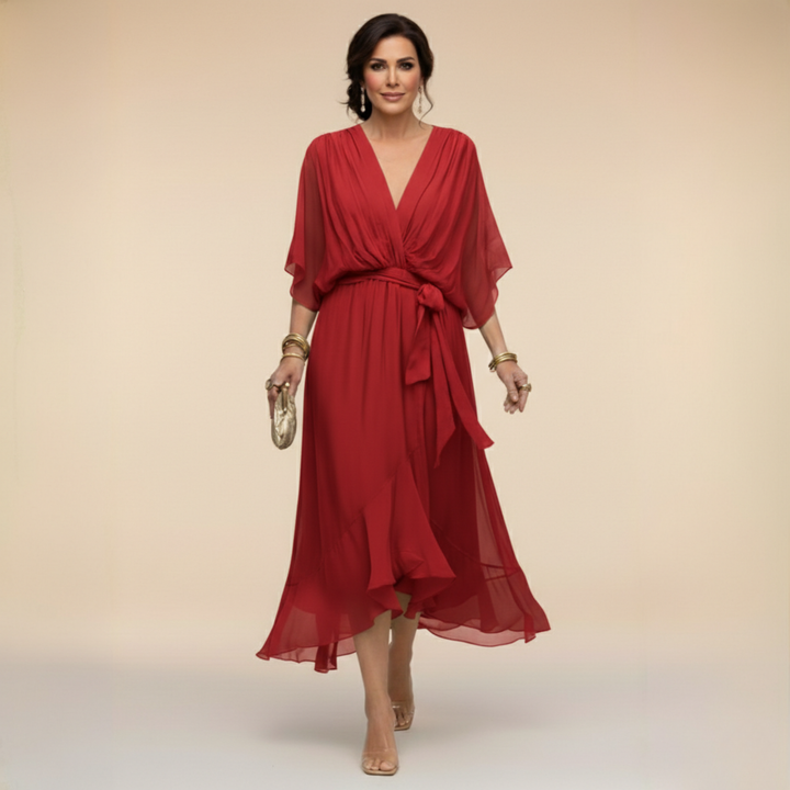 Mia | ELEGANT V-NECK MAXI DRESS