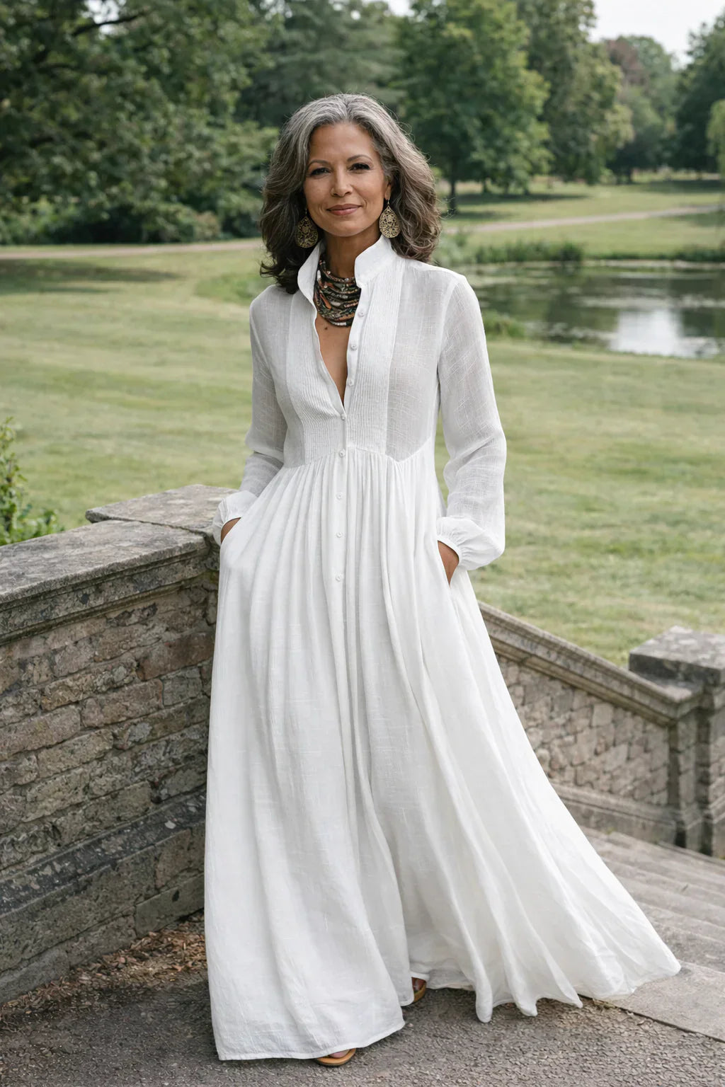 Nora | Flowing Button-Front Maxi Dress