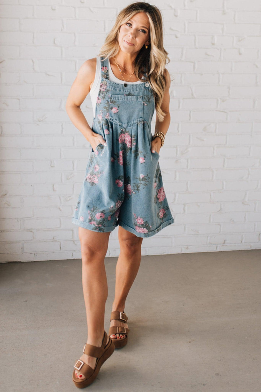Cindy | FLORAL DENIM SHORTALLS