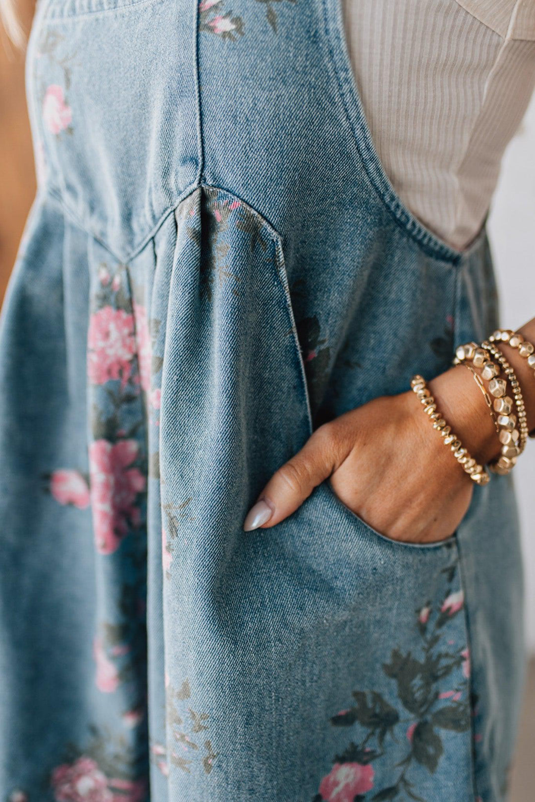 Cindy | FLORAL DENIM SHORTALLS