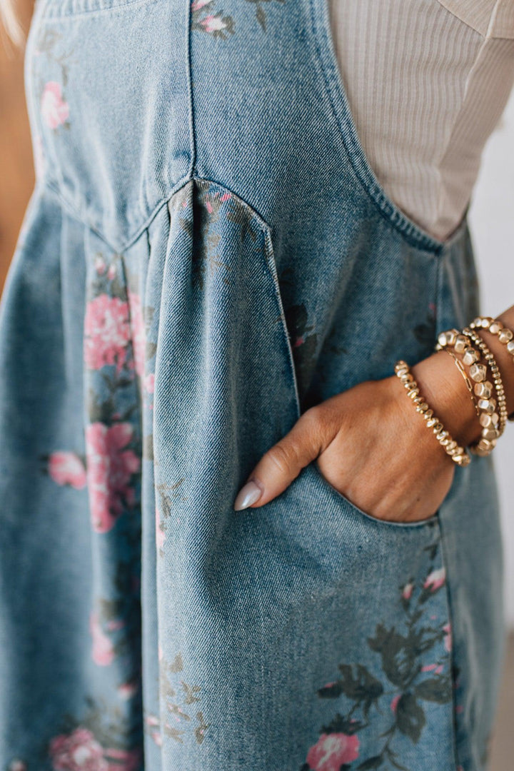 Cindy | FLORAL DENIM SHORTALLS