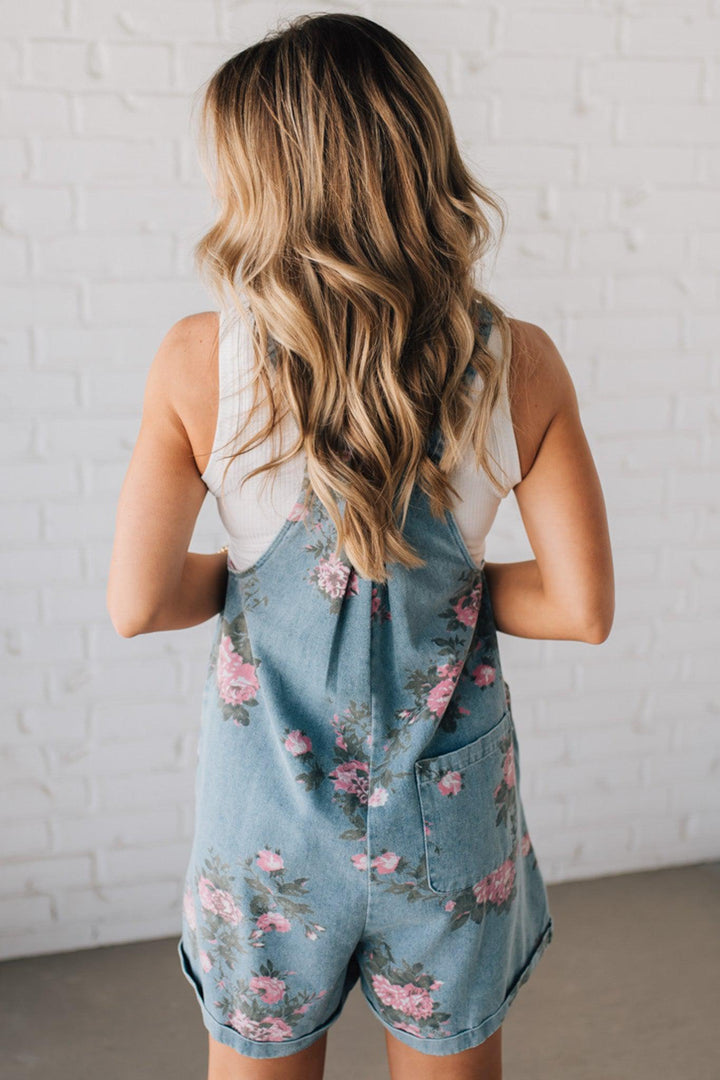 Cindy | FLORAL DENIM SHORTALLS