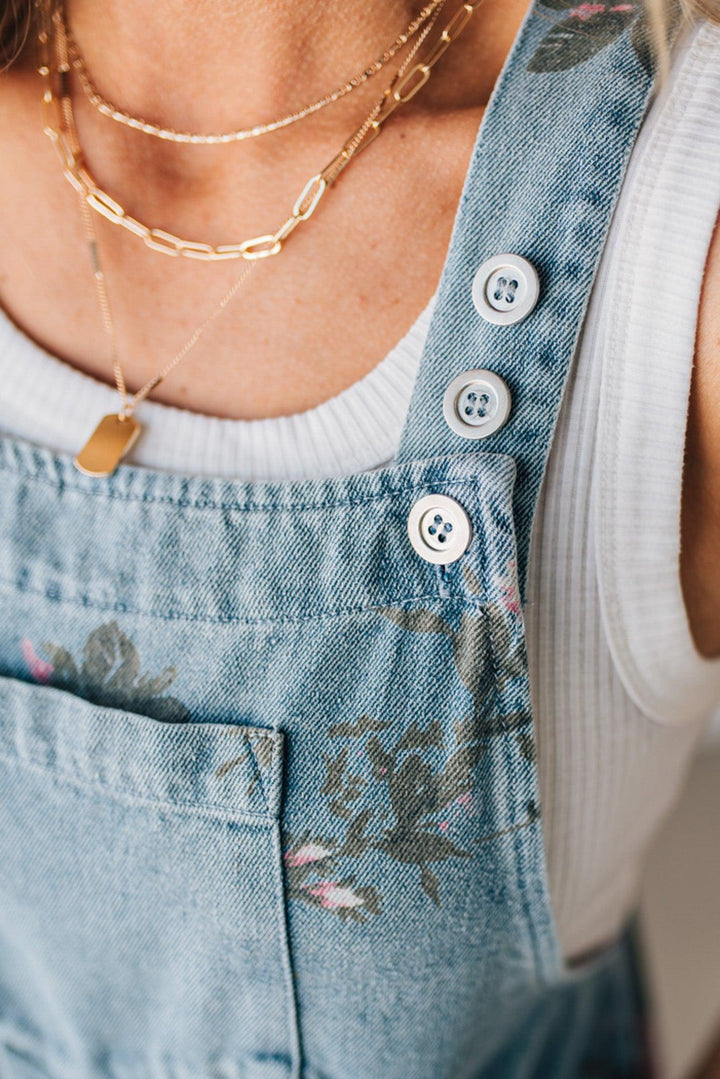 Cindy | FLORAL DENIM SHORTALLS