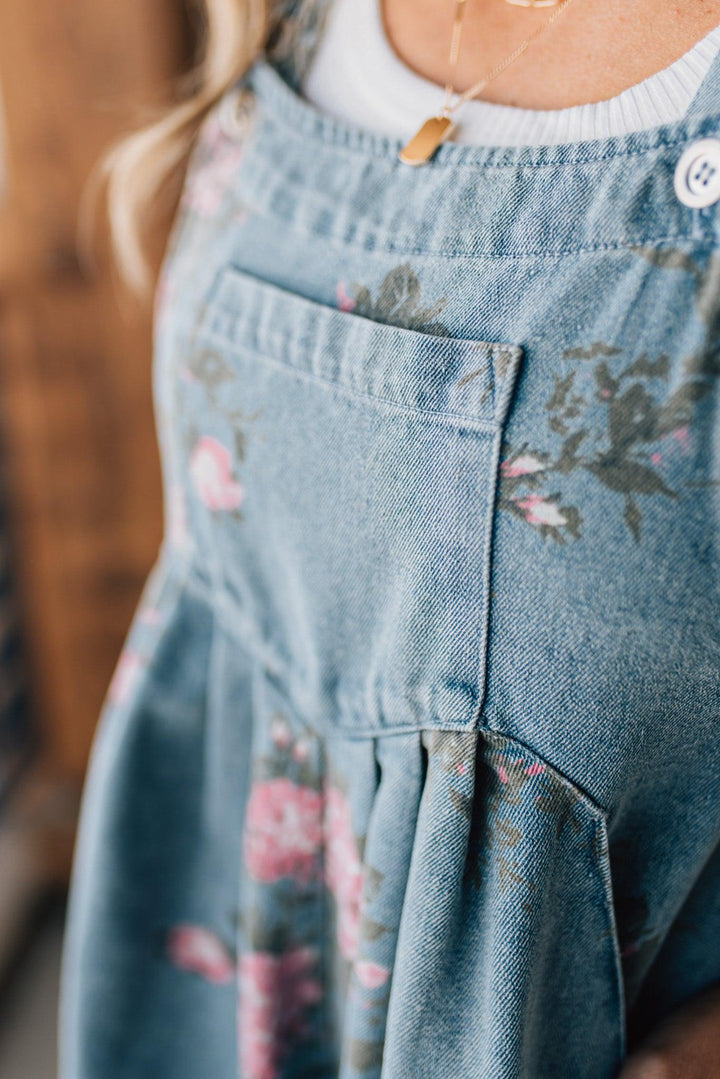 Cindy | FLORAL DENIM SHORTALLS