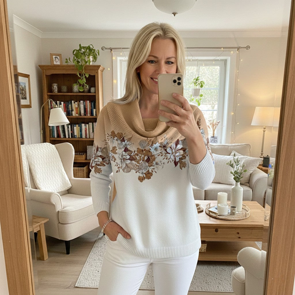 Amelia™ Flower Sweater with Soft Neckline