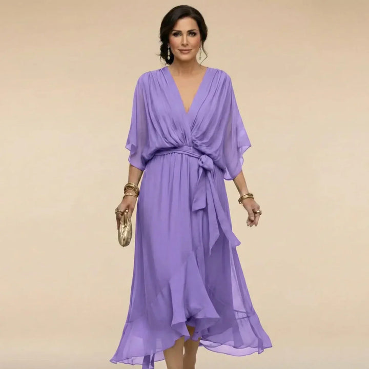 MARTA™ | CHIFFON DRESS WITH V-NECK