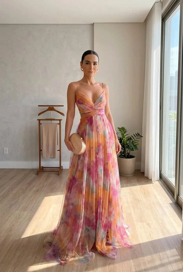 Coralie – Enchanting Floral Print Maxi Dress 🌸