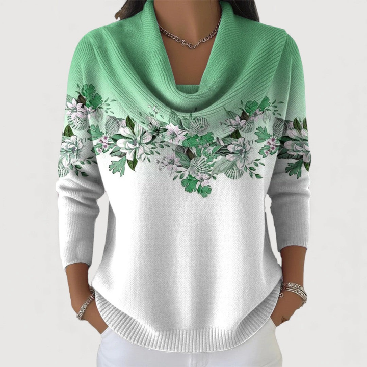 Elowen | Floral sweater with a soft neckline