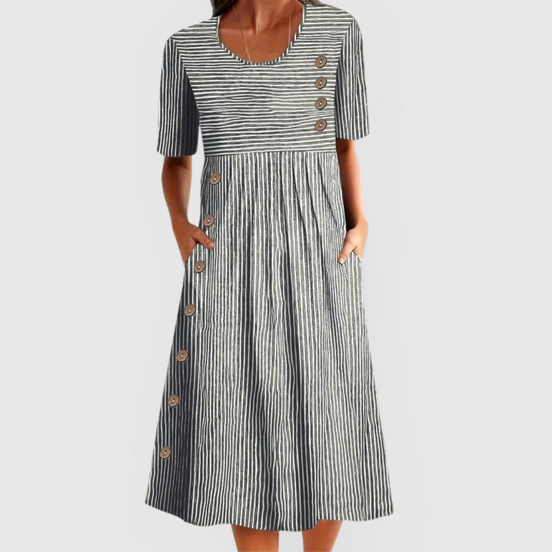 Elise™ - Comfortable Striped Midi Dress