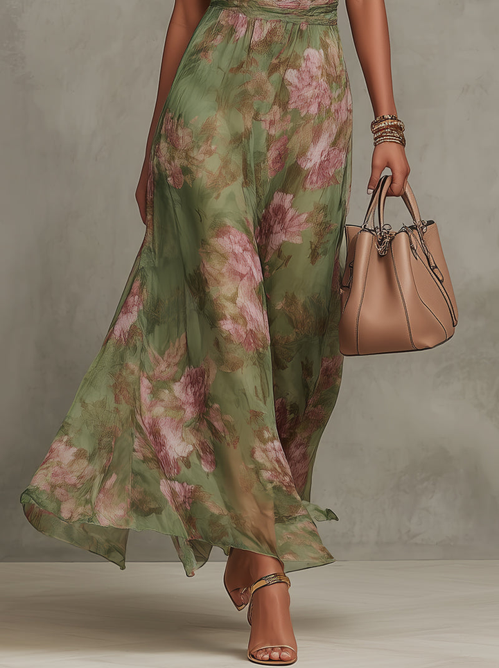 Cheri | Elegant Maxi Halter Floral Dress