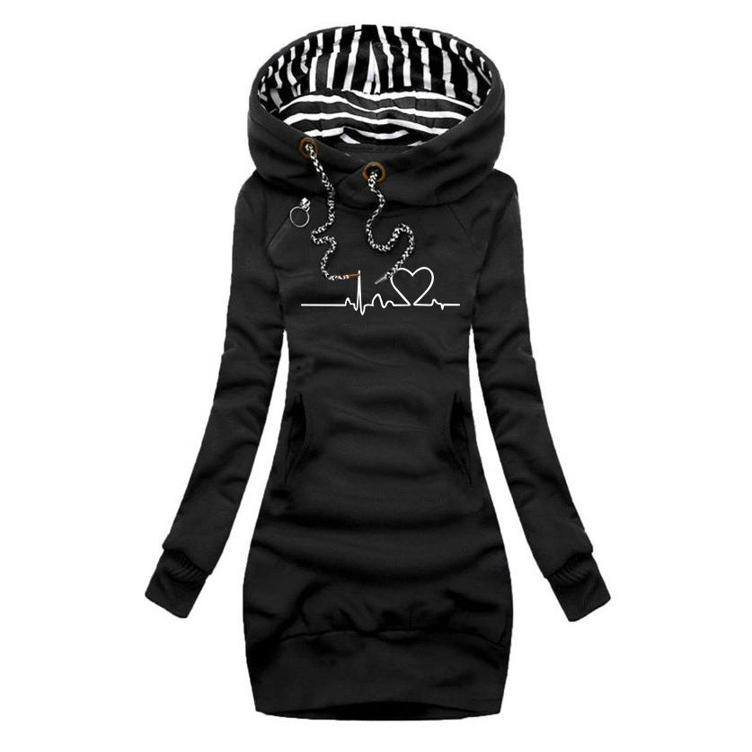 Adele | Sweater Dress with Heartbeat Print
