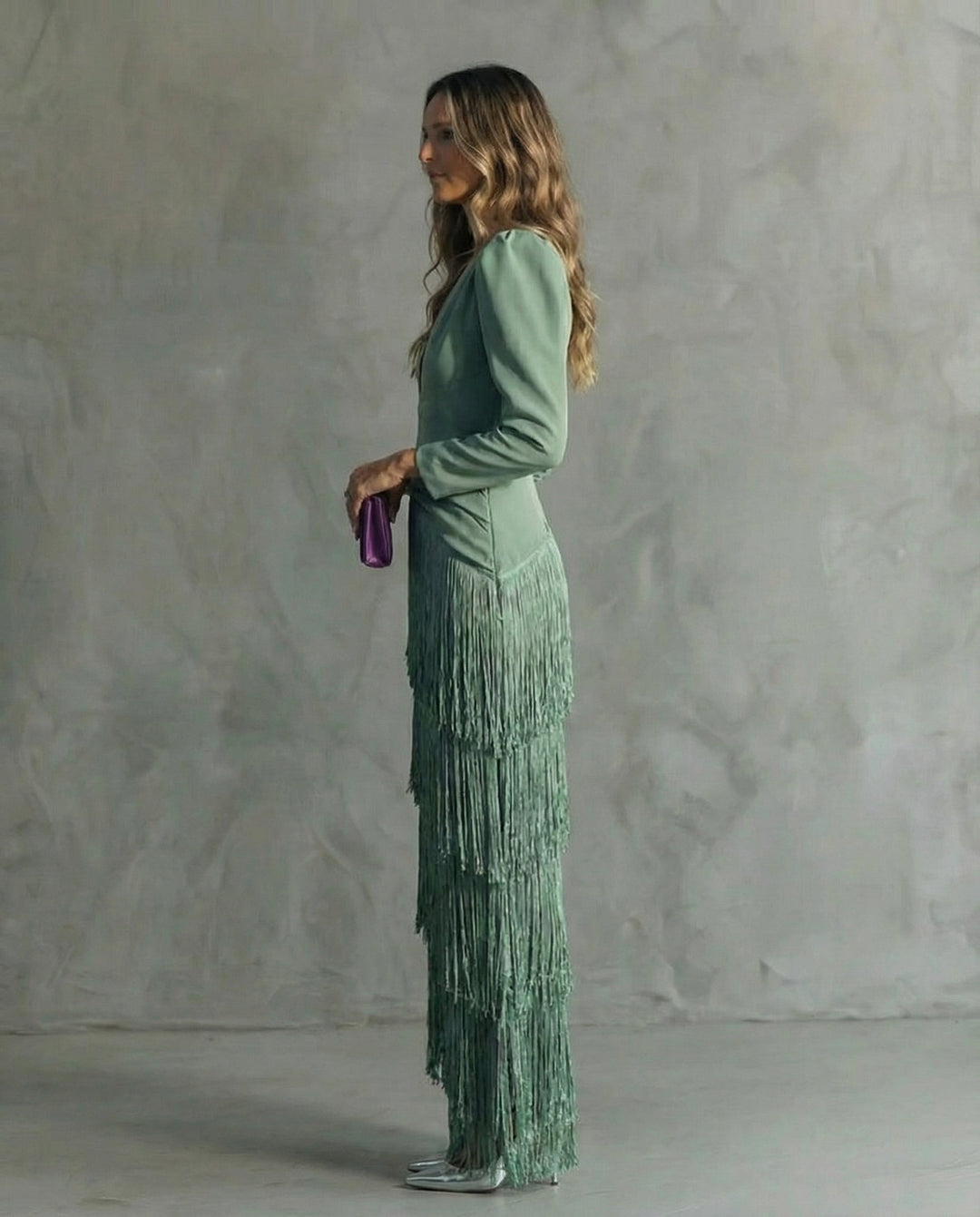 Lana™ | Elegant midi dress with fringe sleeves