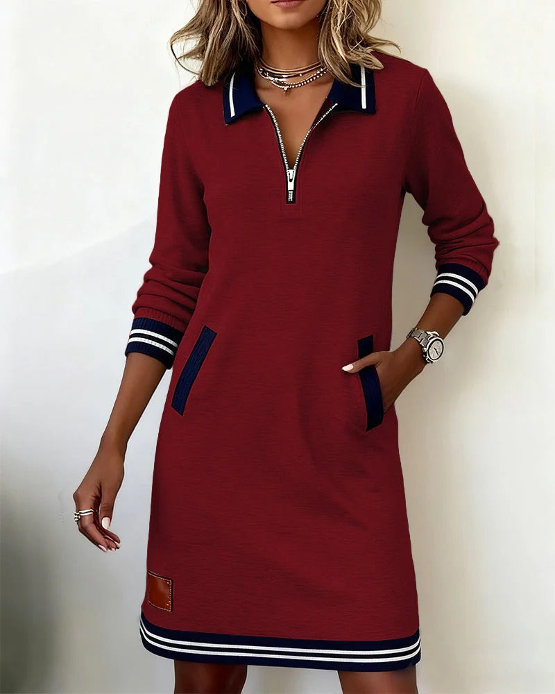 Romy – Zip Collar Sweatshirt Dress
