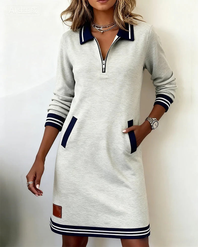 Romy – Zip Collar Sweatshirt Dress