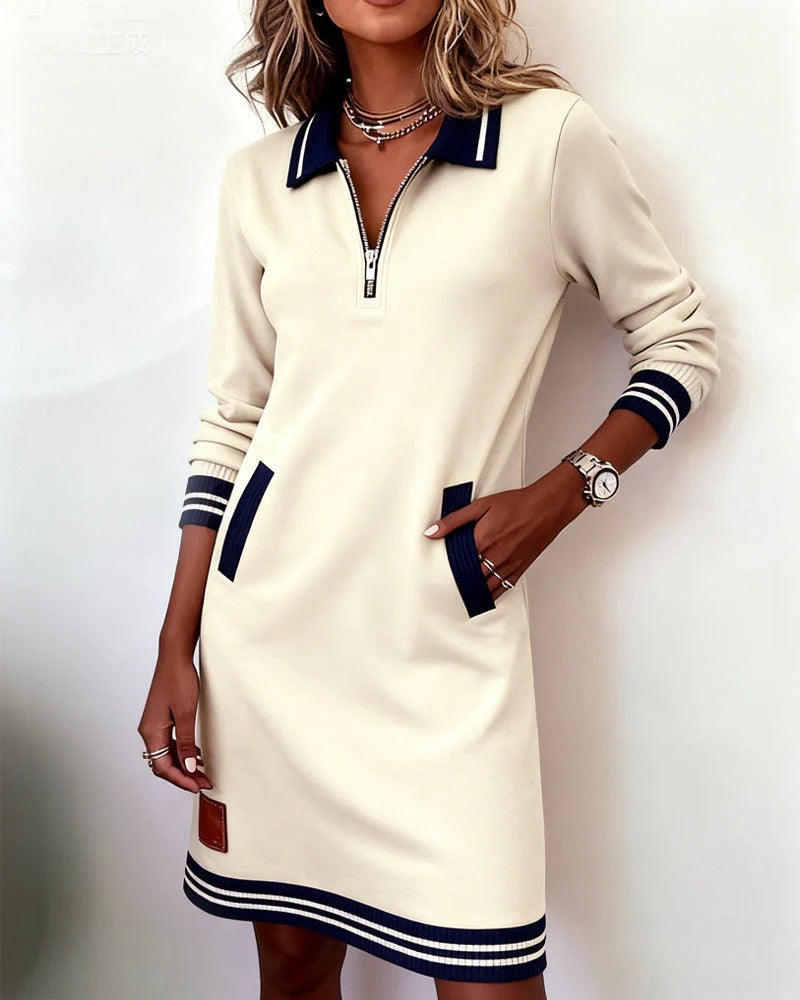 Romy – Zip Collar Sweatshirt Dress