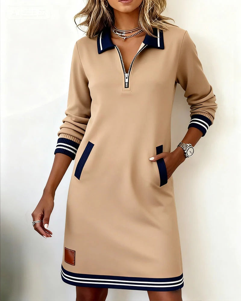 Romy – Zip Collar Sweatshirt Dress