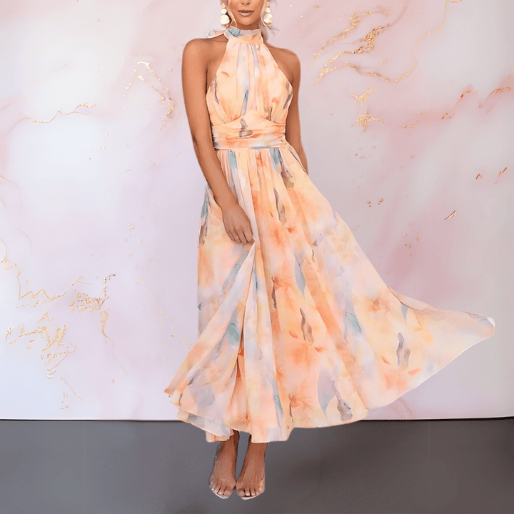 Violet | HALTERNECK WATERCOLOUR PRINT DRESS