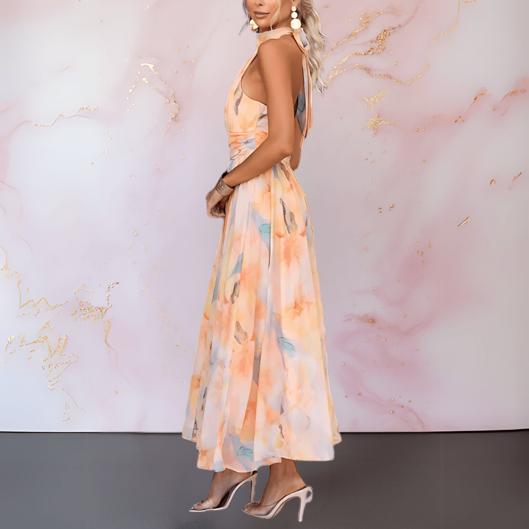 Violet | HALTERNECK WATERCOLOUR PRINT DRESS